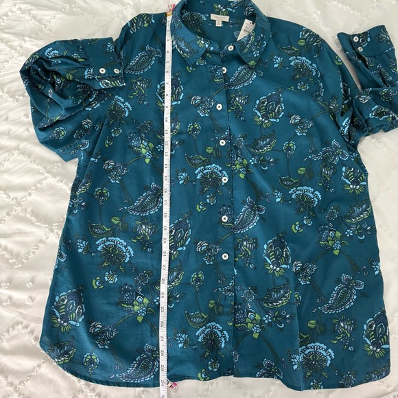 Talbots Teal and Blue Patterned Top Size 2X NWT - Picture 4 of 7